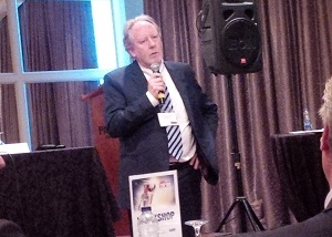 Channelcorp's Bruxe Stuart speaks at CDN's Top 100 event.