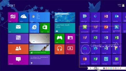 Windows 8 start screen with snip feature