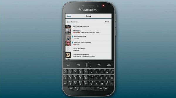 The new BBM Protected feature being shown on the BlackBerry Classic