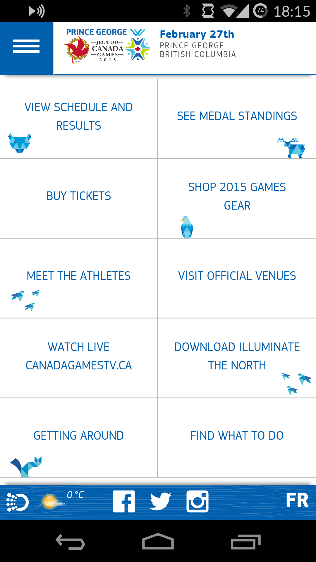 The mobile site of Canada Winter Games 2015 created by Opin
